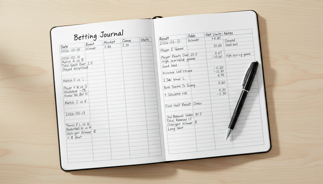 Organized betting notebook with structured record keeping