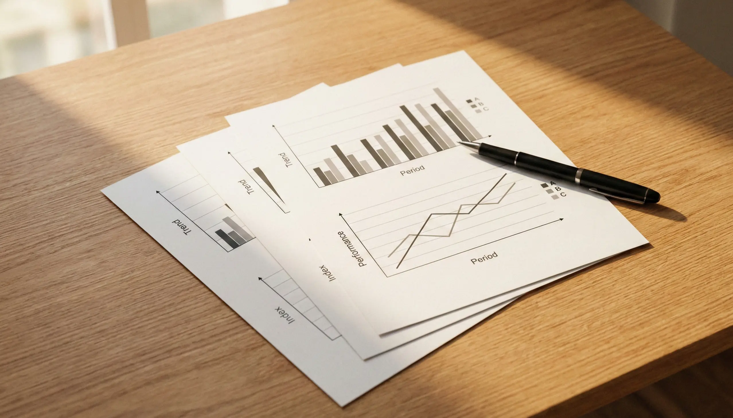 Desk with financial documents and analysis papers showing betting data