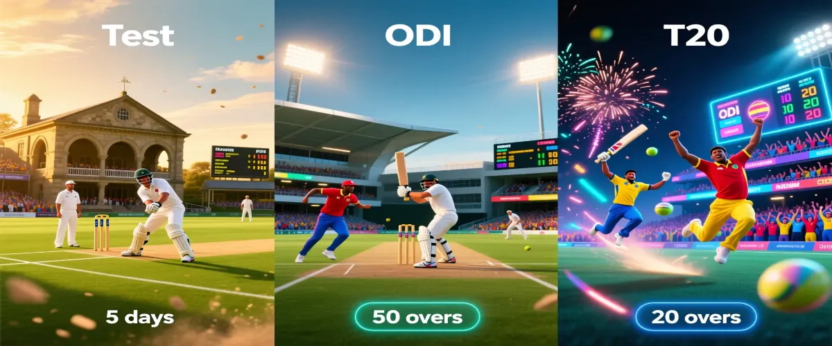 Comparison of Test, ODI and T20 cricket formats betting strategies