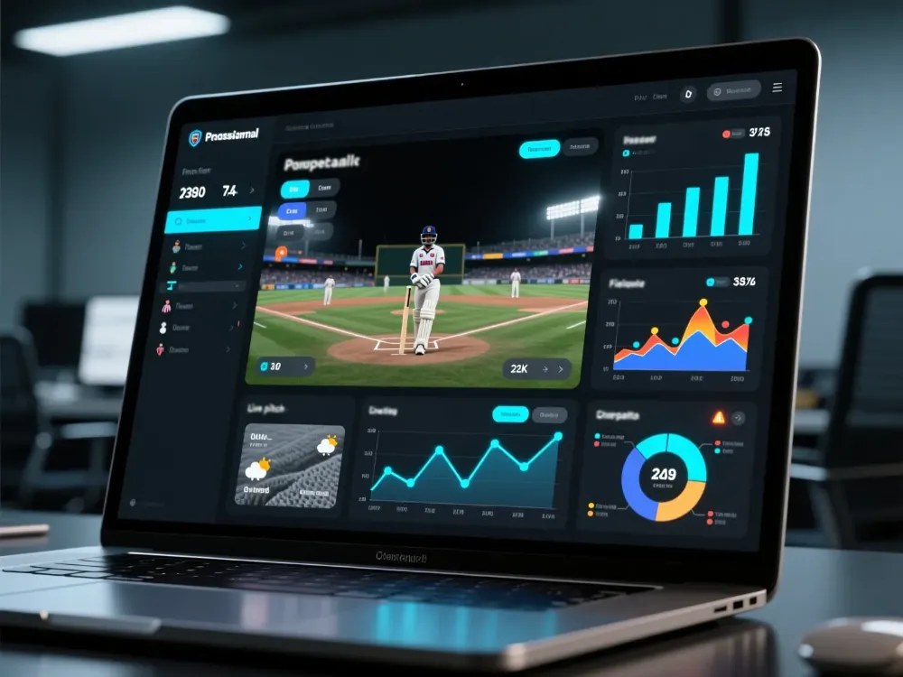 Cricket analytics dashboard showing team statistics and performance data
