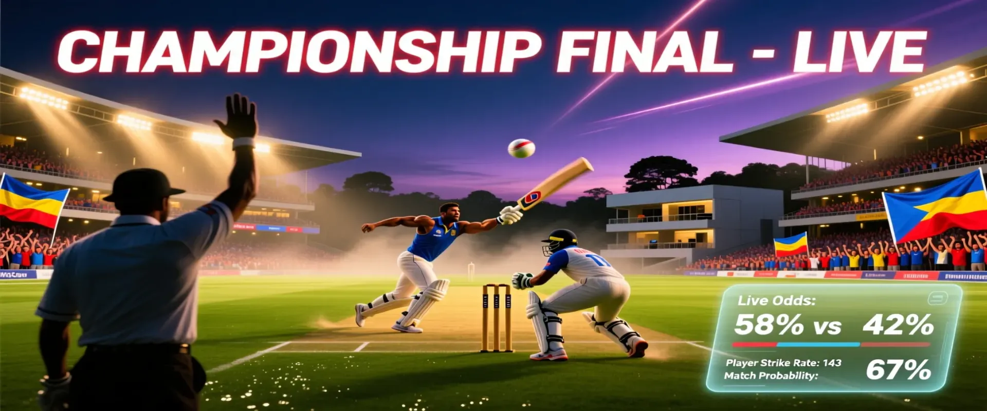 Cricket tournament betting guide hero image showing packed stadium during major tournament