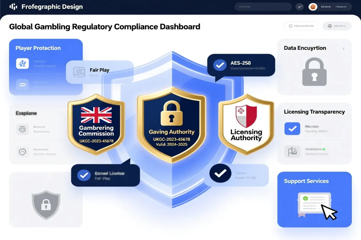 Gambling regulation licenses and badges for secure betting