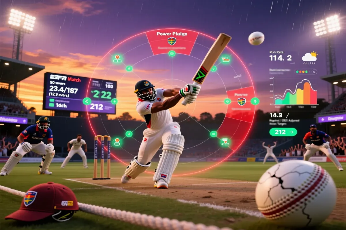 ODI cricket powerplay strategies and DLS method visualization