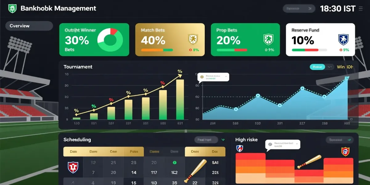 Tournament betting bankroll management dashboard with charts and allocation strategies